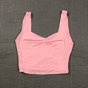 4/$15 Pink Tank Top Women Medium Coquette Princess Fitted Crop Stretch